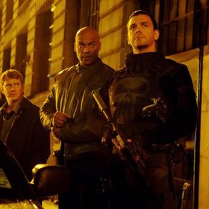 PUNISHER: WAR ZONE, from left: Dash Mihok, Colin Salmon, Ray Stevenson, 2008. ©Lions Gate