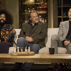 Talking Dead, David Morrissey (L), Reggie Watts (C), Gregory Nicotero (R), This Sorrowful Life, Season 2, Ep. #15, 3/24/2013, ©AMC