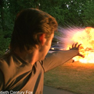 Pyro's (Aaron Stanford) formidable ability to manipulate and control fire is in full display as a group of mutants are surrounded by police.