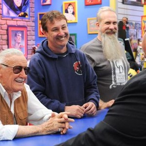 Comic Book Men, Stan Lee (L), Walter Flanagan (C), Bryan Johnson (R), 'Stan Saves!', Season 5, Ep. #6, 02/14/2016, ©AMC