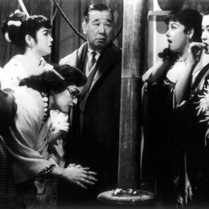 STREET OF SHAME, (aka AKASEN CHITAI), from left:  Hiroko Machida, Aiko Mimasu, Michiyo Kogure (bending down), Eitaro Shindo, Machiko Kyo, Ayako Wakao, 1956