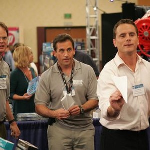 The Office, Rainn Wilson (L), Steve Carell (C), Robert Bagnell (R), 'The Convention', Season 3, Ep. #2, 09/28/2006, ©NBC