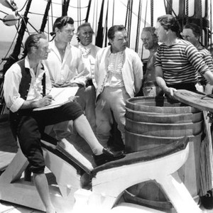 MUTINY ON THE BOUNTY, first, second, third and fourth from left: Ian Wolfe, Clark Gable, Dudley Digges, Charles Laughton, 1935