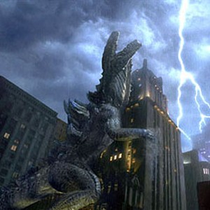 A scene from the movie Godzilla.
