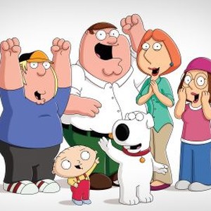 Chris Griffin, Stewie Griffin, Peter Griffin, Brian, Lois Griffin and Meg Griffin (from left)