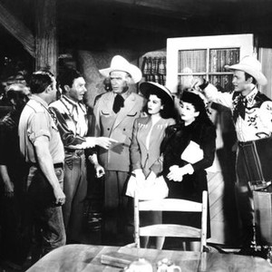 SONG OF TEXAS, seventh, eighth, ninth and tenth from left: Harry Shannon, Sheila Ryan, Arline Judge, Roy Rogers, 1943