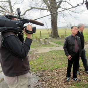 TO BE TAKEI, cinematographer Chris Million films George Takei, Brad Takei at the cemetery at Rohwer Relocation Center in Arkansas, where the Takei family was imprisoned during World War II, 2014./©Starz Digital Media