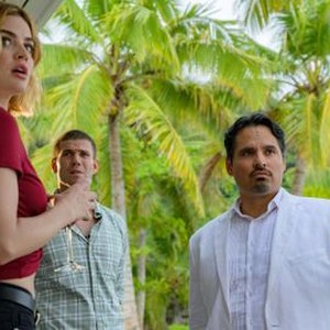 Lucy Hale, Austin Stowell and Michael Peña in Columbia Pictures' BLUMHOUSE'S FANTASY ISLAND.