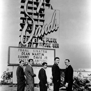 OCEAN'S ELEVEN, Frank Sinatra, Dean Martin, Sammy Davis Jr., Peter Lawford, Joey Bishop, 1960, marquee