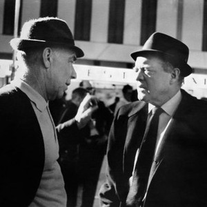 AIRPORT, from left, director George Seaton, Van Heflin, on-set, 1970