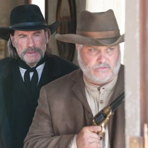 IN A VALLEY OF VIOLENCE, from left, John Travolta, Tommy Nohilly, 2016. ph: Lewis Jacobs. © Focus Features