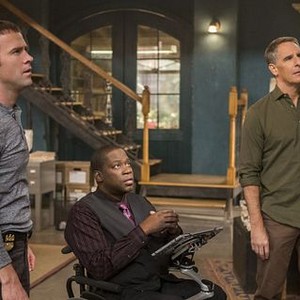 NCIS: New Orleans, Lucas Black (L), Daryl "Chill" Mitchell (C), Scott Bakula (R), 'Careful What You Wish For', Season 1, Ep. #14, 02/10/2015, ©CBS