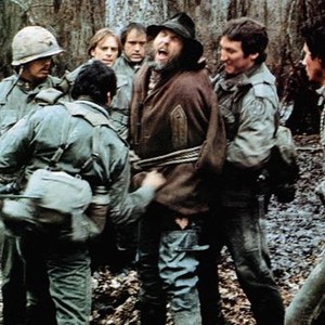 SOUTHERN COMFORT, Fred Ward (back to camera), without helmet from left: Keith Carradine, Powers Boothe, Brion James (beard), Alan Autry, Lewis Smith, 1981, TM & Copyright © 20th Century Fox Film Corp.