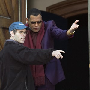 Jean-Francois Richet (left) and Laurence Fishburne (right) on the set of ASSAULT ON PRECINCT 13, a Rogue Pictures release.