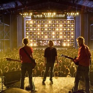 SCOTT PILGRIM VS. THE WORLD, from left: Michael Cera, director Edgar Wright, Mark Webber, on set, 2010. Ph: Kerry Hayes/©Universal