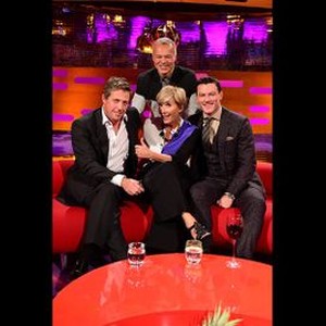 The Graham Norton Show, from left: Hugh Grant, Graham Norton, Emma Thompson, Luke Evans, 'Season 16', 10/04/2014, ©BBCAMERICA