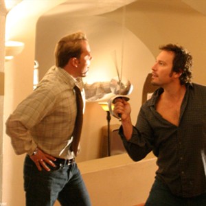 Peter (MARCUS THOMAS) and Michael (JOHN CORBETT) rehearse a fight scene in BIGGER THAN THE SKY. photo 17