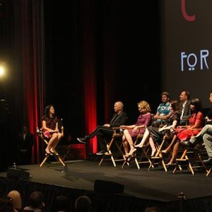 American Horror Story, from left: Ryan Murphy, Denis O'Hare, Angela Bassett, Gabourey Sidibe, 10/05/2011, ©FX