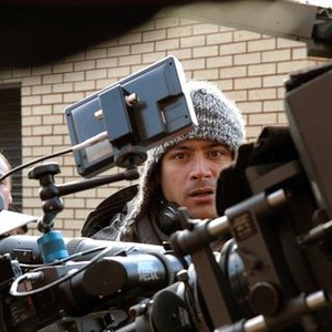 BIG NOTHING, Simon Pegg (left, obscured), director Jean-Baptiste Andrea, on set, 2006. ©Pathe Films