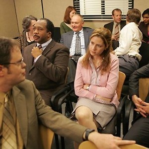 The Office, from left: Rainn Wilson, Leslie David Baker, Jenna Fischer, B.J. Novak, 03/24/2005, ©NBC