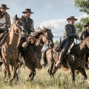 THE MAGNIFICENT SEVEN, from left: Luke Grimes, Chris Pratt, Ethan Hawke, LEE Byung-hun, 2016. ph: Scott Garfield/© Columbia Pictures