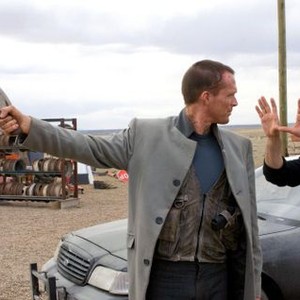 LEGION, from left: Paul Bettany, director  Scott Stewart, on set, 2010. ph: Lewis Jacobs/©Screen Gems