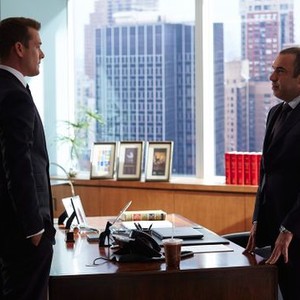 Suits, Gabriel Macht (L), Rick Hoffman (R), 'Fork in the Road', Season 4, Ep. #13, 02/11/2015, ©USA