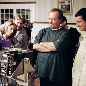 (l to r) Jack Nicholson and Adam Sandler view a scene replay on a monitor on the set of Revolution Studios' comedy Anger Management, a Columbia Pictures release. photo 12