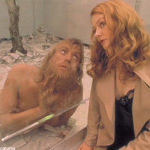 (l to r): Rhys Ifans stars as Puff and Miranda Otto stars as Gabrielle in the Michel Gondry film HUMAN NATURE.