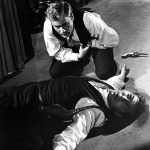 PORTRAIT OF A MOBSTER, Norman Alden (lying down), Vic Morrow as Dutch Schultz, 1961