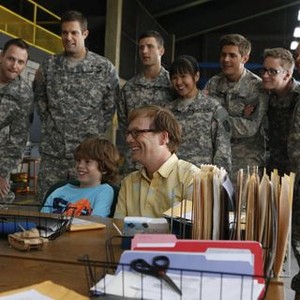 Enlisted, from left: Kyle Davis, Geoff Stults, Andrew Daly, Parker Young, Tania Gunadi, Chris Lowell, Mort Burke, Michelle Buteau, 'Rear D Day', Season 1, Ep. #6, 02/07/2014, ©FOX