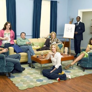 Barry Watson, Melissa McCarthy, Kevin Dunn, Jean Smart (on sofa), Christina Applegate, Tim Russ and Jennifer Esposito (from left)