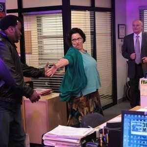 The Office, Phyllis Smith (L), Creed Bratton (C), Jacob Lacy (R), 'A.A.R.M., PARTS 1 &amp; 2', Season 9, Ep. #22, 05/09/2013, ©NBC