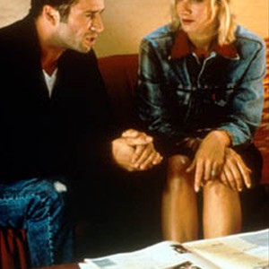 (Left to right) Carl (JAMES PUREFOY) has a heart-to-heart with Lucy (JOELY RICHARDSON) in the Ben Elton romantic comedy MAYBE BABY, a USA FILMS release. photo 7