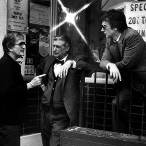 MICKI & MAUDE, director Blake Edwards, Richard Mulligan, Dudley Moore on set, 1984, (c) Columbia