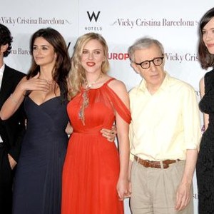 Chris Messina, Penelope Cruz, Scarlett Johansson, Woody Allen, Rebecca Hall at arrivals for The Premiere of VICKY CRISTINA BARCELONA, Mann''s Village Theatre in Westwood, Los Angeles, CA, August 04, 2008. Photo by: Dee Cercone/Everett Collection