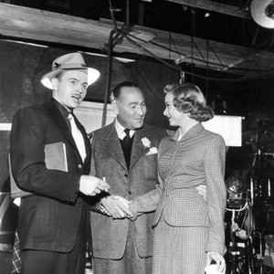 MY FRIEND IRMA, from left: John Lund, producer Hal Wallis, Diana Lynn, as they wrap up the final shot, on set, 1948