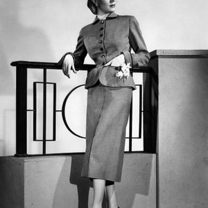 ASSIGNMENT: PARIS, Audrey Totter, in a suit by Jean Louis, 1952