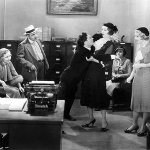 SPEAK EASILY, Henry Armetta (with cane), Buster Keaton, Hedda Hopper (standing, center), Ruth Selwyn (standing, right), 1932