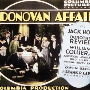 THE DONOVAN AFFAIR, Jack Holt, Dorothy Revier, Agnes Ayres, William Collier, Jr., John Roche (on floor), Fred Kelsey, 1929