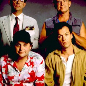 THE DREAM TEAM, top: Christopher Lloyd, Peter Boyle, bottom: Stephen Furst, Michael Keaton, 1989. ©Universal