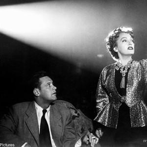 (L-R) William Holden as Joe Gillis and Gloria Swanson as Norma Desmond in "Sunset Boulevard."