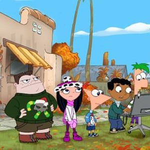 Phineas and Ferb, from left: Bobby Gaylor, Alyson Stoner, Vincent Martella, Maulik Pancholy, Thomas Brodie-Sangster, 'Cheers for Fears', Season 4, Ep. #27, 11/01/2013, ©DISNEYXD