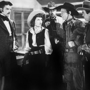 THE RANGER AND THE LADY, first, second and fourth from right: Henry Brandon, Jacqueline Wells, (aka Julie Bishop), Roy Rogers, 1940