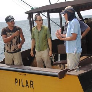 PAPA HEMINGWAY IN CUBA, Giovanni Ribisi (center), director Bob Yari (right), on set, 2015. ph: Jon Erickson/© Yari Film Group