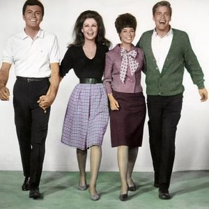 THE LIVELY SET, from left: James Darren, Pamela Tiffin, Joanie Sommers,  Doug McClure, 1964