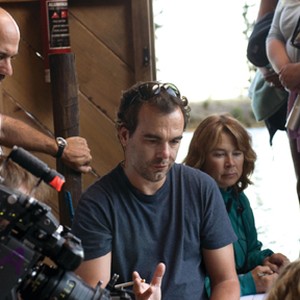 (Center) Director Dennis Iliadis on the set of "The Last House on the Left."