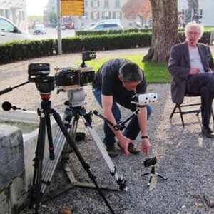 GOODBYE TO LANGUAGE 3D, (aka ADIEU AU LANGAGE), cinematographer Fabrice Aragno, director Jean-Luc Godard, on set, 2014. ©Kino Lorber