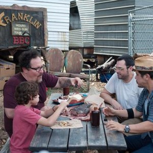 CHEF, from left: Emjay Anthony, Jon Favreau, Aaron Franklin, John Leguizamo, 2012. ©Open Road Films